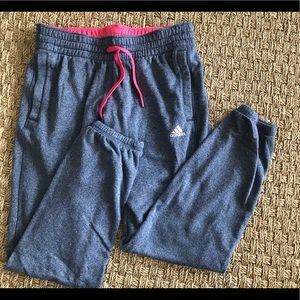 Grey and pink Adidas Joggers